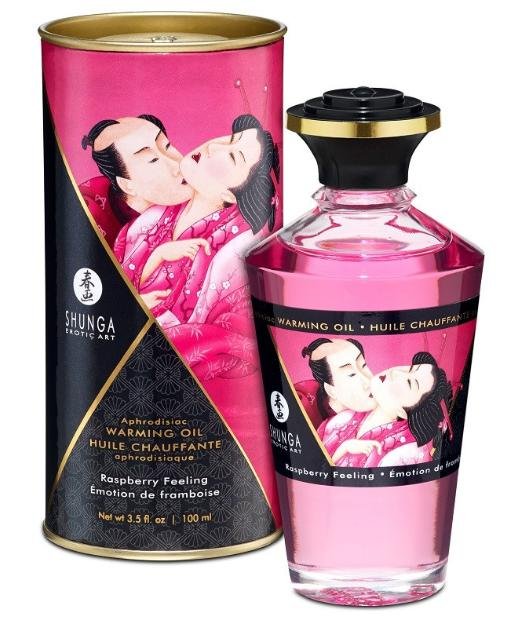 SHUNGA - ACEITE MASAJE EFECTO CALOR SABOR INTENSO FRAMBUESA 100 ML