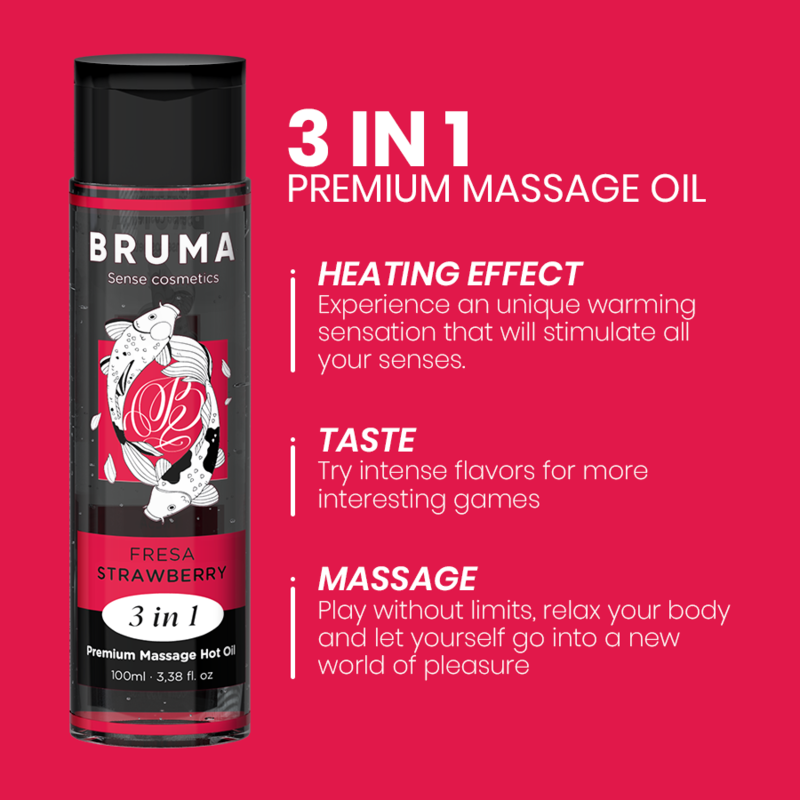 BRUMA - ACEITE DE MASAJE PREMIUM EFECTO CALOR SABOR FRESA 3 EN 1 - 100 ML - Imagen 2