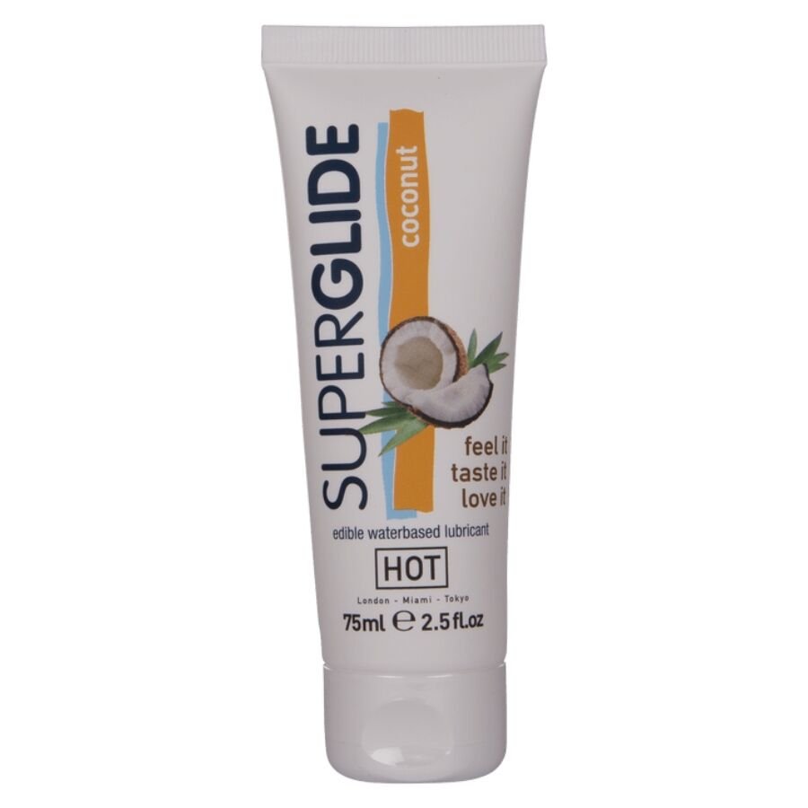 HOT - SUPERGLIDE LUBRICANTE COMESTIBLE BASE AGUA COCO 75 ML