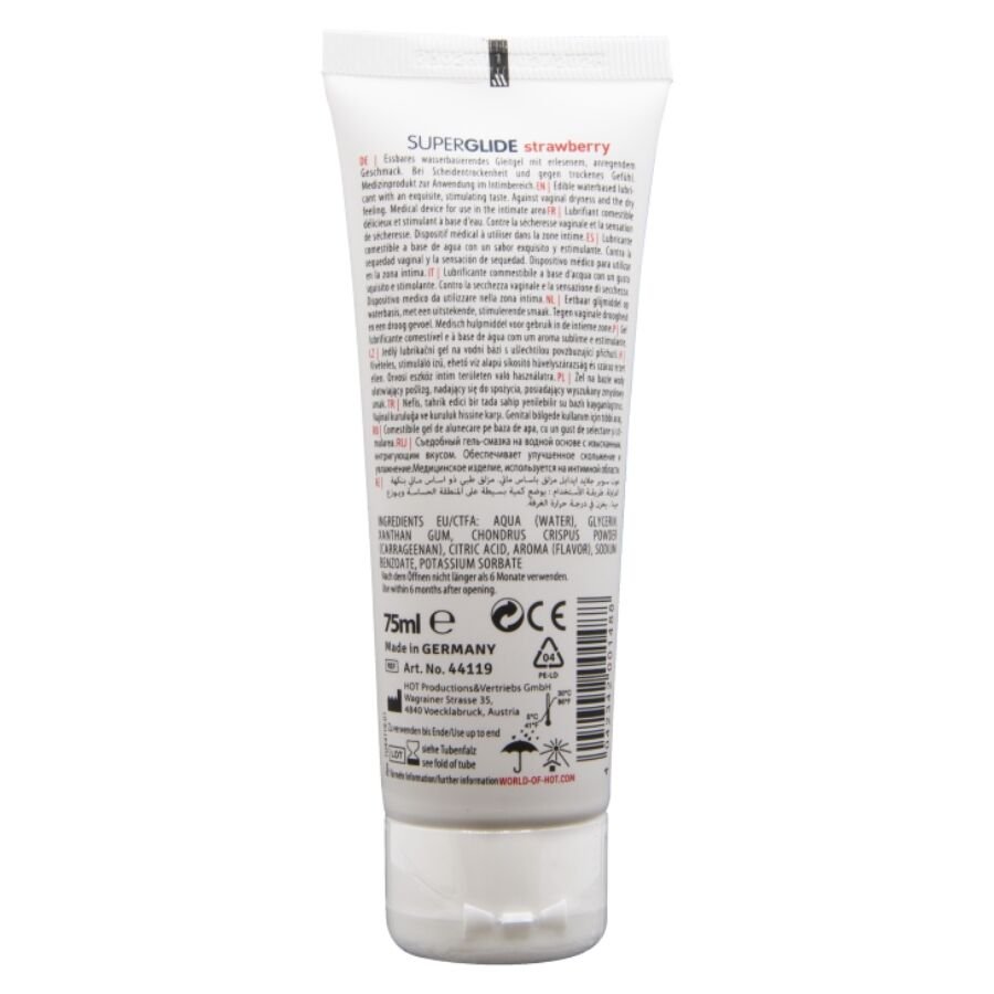 HOT - SUPERGLIDE LUBRICANTE COMESTIBLE BASE AGUA FRESA 75 ML - Imagen 2